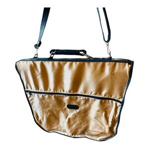 American Tourister Vintage Garment/Suit Bag Luggage Tan Nylon/Blue Faux Leather